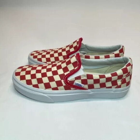 Vans Off The Wall Classic Red Checkerboard Slip-On Shoes 500714 Men 7 Women 8.5 - Picture 8 of 11